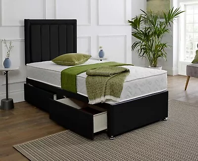 *NEW* Single Divan Bed 2FT6/3FT With Mattress & Headboard + Draws Kids & Adults • £102.71