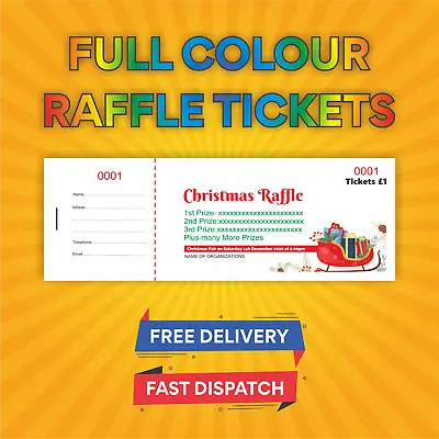 500 personalised Colourful Prize Draw Tickets - Raffle Tickets - Fundraising • £28