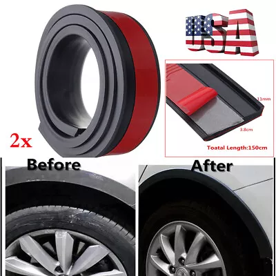 2PCS 150cm Car Extension Wheel Eyebrow Rubber Trim Fender Flares Protector Lip • $28.03