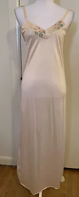 VTG PEACH Spaghetti Strap Sexy Long Night Gown Women’s Size S USA Carol Brady • $9.99