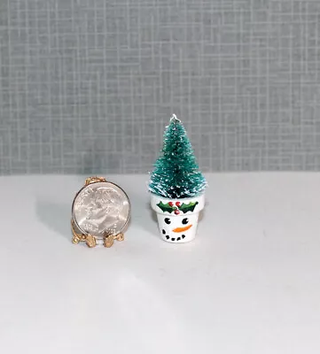 Dollhouse Miniature Small  Bottlebrush Tree In Snowman Pot • $4.50