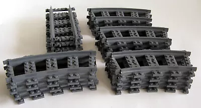 Lego Train Curved And Straight Tracks Parts 20 Piece City Dark Bluish Gray 53400 • $57.33