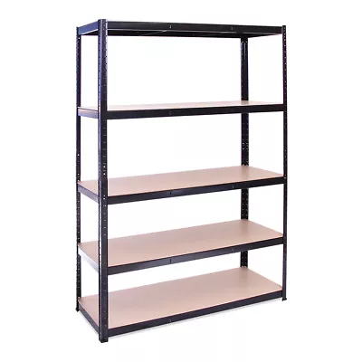 G-Rack Shelving 5 Tier Black Metal Garage    Racking Storage 180x120x45 • £5.99