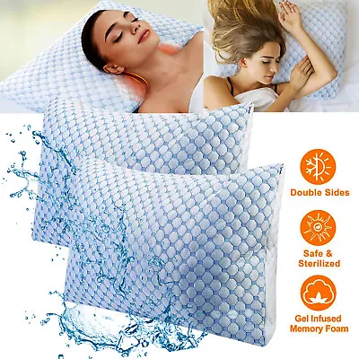 Memory Foam Pillows Heat Moisture Reducing Cool Gel Infused Soft Bed Body Pillow • $32.99