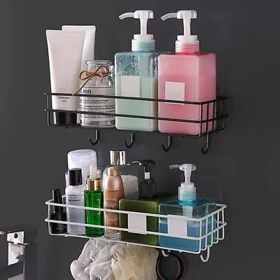 Kitchen Bathroom Shower Shelf Storage Suction Basket Caddy Wall Mounted Rack AU • $18.68