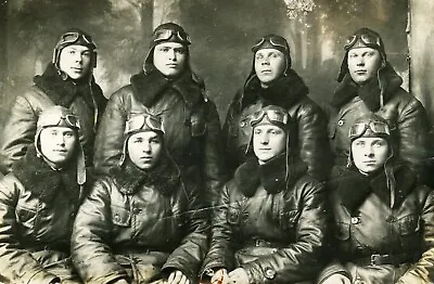 30's Antique Men Airforce Pilot Leather Costume Helmet Portrait Ussr Vtg Photo • $19.99