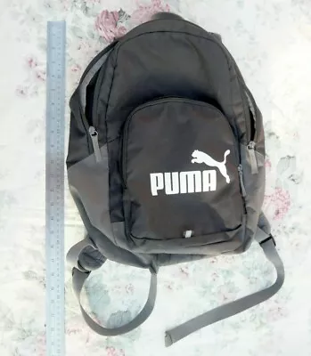 $13.99 • Buy Puma Backpack - Black/Charcoal Colour - 2 Zipper Compartments - Preowned - VGC 