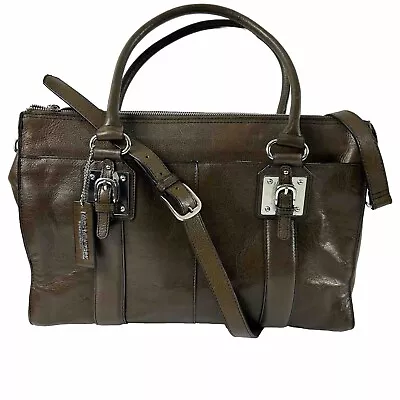 Marc New York Andrew Marc Olive Green Briefcase Crossbody Messenger Bag Leather • $49