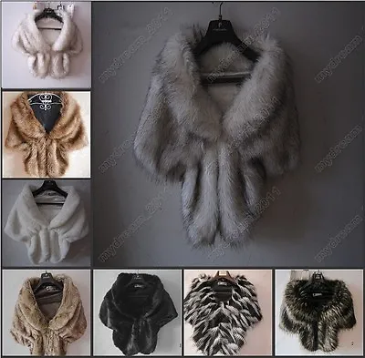 High-grade Elegant Bridal Wedding Faux Fur Long Shawl Stole Wrap Shrug Scarf New • $19.99