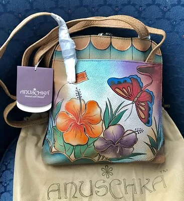 ANUSCHKA NWT🌺RARE Zip Around Satchel/Shoulder Bag-Antique Hibiscus 7010-ANH • $122.95