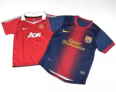 Barcelona FC And Manchester United Jersey Kids Youth Sz Small Shirt • $24.95