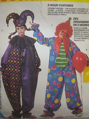 Vtg McCalls 6719 CLOWN JESTER HARLEQUIN COSTUME Sewing Pattern UNCUT Adult LARGE • $15.99