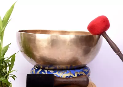 12  Deep Relaxing Smooth Vibration Tibetan Handmade Golden Dim Yoga Therapy Bowl • $289