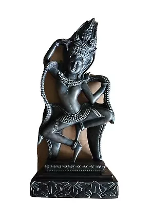 Elegant And Detailed Wood Black Lacquer Vishnu God • $75