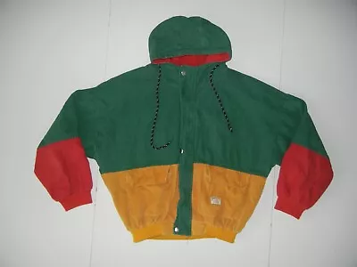 ZAFUL Green/Red/Yellow RETRO STYLE CORDUROY JACKET Zip Hoodie Coat Sz Women's XL • £25.82