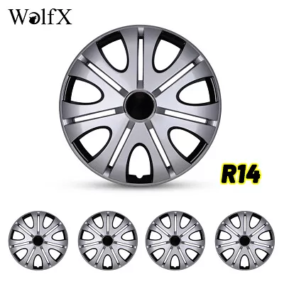 14  Set Of 4 Glossy Silver Wheel Covers Snap On Full Hub Caps Fit R14 Tire & Rim • $41.99