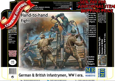 Master Box 35116 WWI German & British Hand-to-Hand Trench Set Plastic Kit 1/35 • $15.71