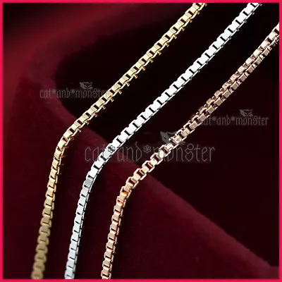 9K 9CT GOLD GF MENS WOMENS GIRLS SOLID BOX CHAIN LONG NECKLACE For PENDANT GIFT • $8.72