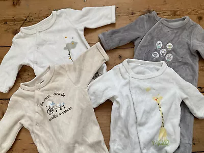 £4 • Buy 0-3 Months Verbaudet Velour Babygrow / Sleepsuit Bundle, Unisex, Velvet