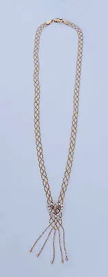 Ladies Lacy Woven Bead Man-Made Diamond Heart Necklace -16 Dia.  14k Yellow Gold • $299.99