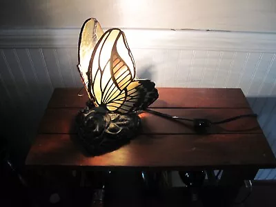 Vintage Tiffany Style Stained Glass Butterfly Table Light Lamp Decorative • $39.62