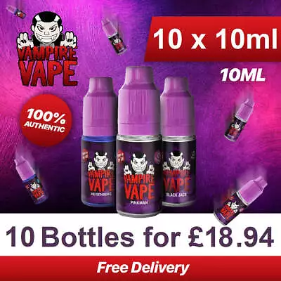 Vampire Vape E Liquid 10 X 10ml Pack E Cig Juice | Heisenberg Pinkman Black Jack • £18.94