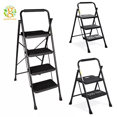 Folding Step Stool Wide Anti-Slip Pedal Sturdy Steel Ladder 2/3/4 Steps • $38.89