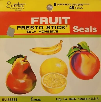 Vintage Eureka Sticker Pack Fruits Unused 6 Designs 48 Seals Decoupage Paper Art • $8