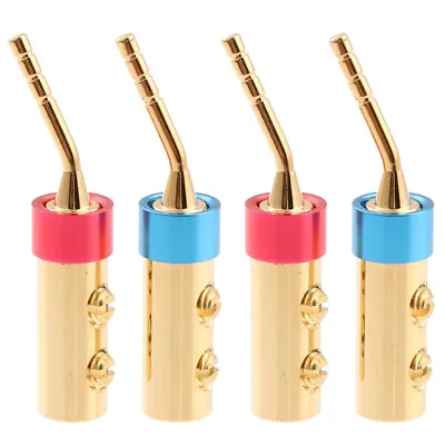 4pcs Gold Plated Red Copper 2mm Angle Banana Plug Screw Type For Audio Speaker • $9.72