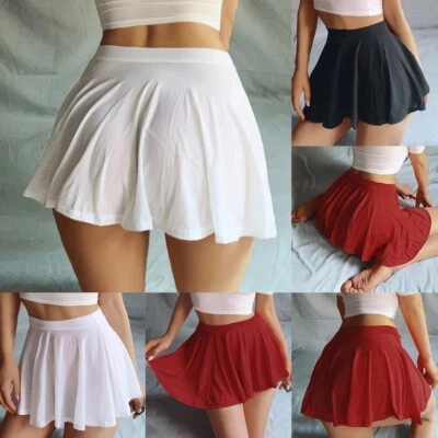 £7.59 • Buy Womens High Waist A-line Skater Pleated See Through Short Skirt Sexy Dress S-3XL