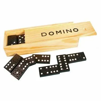 £4.99 • Buy Childrens Dominoes Toy Set Wooden Box Case Traditional Classic Kids Fun Black