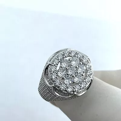 925 Sterling Silver Men Icy Bling Cubic Zirconia Hiphop Pinky Ring • $54.99