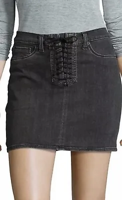 NWT Hudson High Rise Bullocks Lace Up Denim Jean Skirt Size 26 Black Wash $195 • £38.56