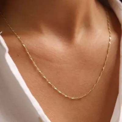 Dainty Gold Sparkle Chain Necklace Gold Chain Everyday Necklace WATERPROOF Gold • $24