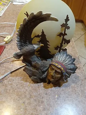 VINTAGE Native American Indian With Eagle Moon BEDSIDE LIGHT/LAMP  • $29.99