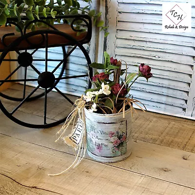 Mini Rose Decor Pink Blue Green Shabby Chic Mini Rose Bush Planter French Chic • $14.50