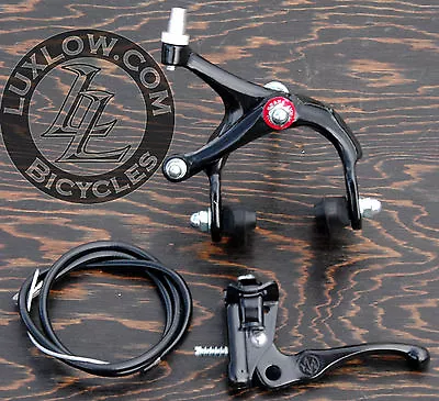 Black 700c Fixie MX Brake Lever Cable Caliper Fixed Gear Bicycle Track Road Bike • $37.92