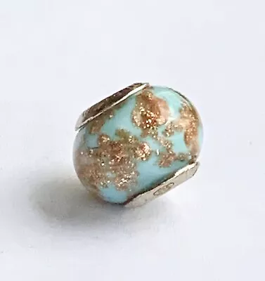 £23.84 • Buy 3 BEADS- Amore & Baci Italy Sterling Blue Wedding Cake Murano Glass #216