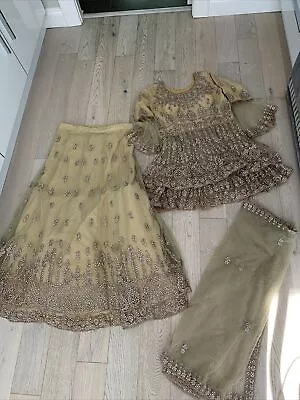 Asian/Pakistani/Indian  Bridal Party Peplum Dress Lenga skirt Set Size 36 Women • £120