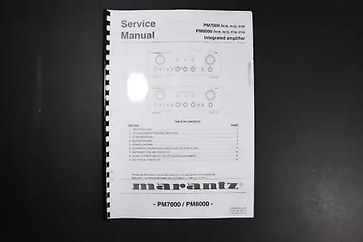 Marantz PM7000 PM8000 Integrated Amplifier Service Manual • $14.99