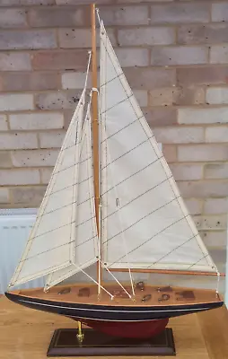 £45 • Buy Wooden Model Boat J Class Enterprise Yacht Sail 42cmL 60cmH