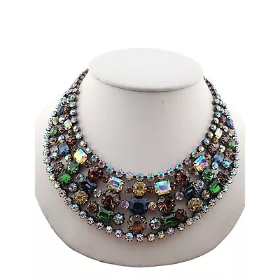 Vintage Signed Vendome Sparkly Rhinestone Collar Bib Necklace (A3229) • $649