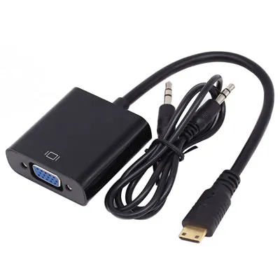 1080P Mini HDMI Male To VGA Female Converter Adapter With Audio Video Cable HDTV • $4.98