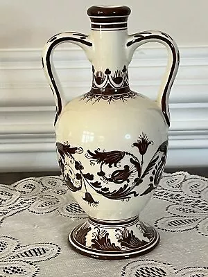 Lux Marmaca Italian Hand Painted Two Handle Bottle/Vase • $42.95