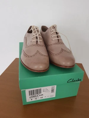 £40 • Buy Clarks Hamble Oak Mushroom Leather Ladies Brogue Shoe Size UK 8 Wide Fit NEW