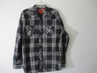 Attrak Jeans Western Heritage Shirt Mens X Large Black Plaid Pearl Snap Cowboy • $12