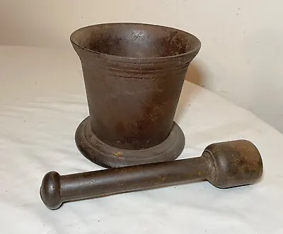 HUGE Rare Antique Early 19th Century Handmade Solid Cast Iron Mortar And Pestle • $449.99