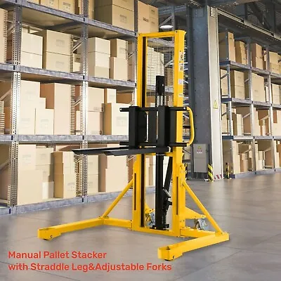 Forklift 1100lb Manual Pallet Stacker With Straddle Leg&Adj Fork 63 Lift Height • $1602