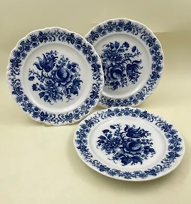 3 RENAISSANCE By Schumann Bavaria 9 1/4  Dinner Plates Echt Cobalt Inglasur • $34.99