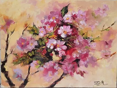 Original Oil Painting On Canvas Panel Cherry Blossom  Unframed 8x10 Inches • $150